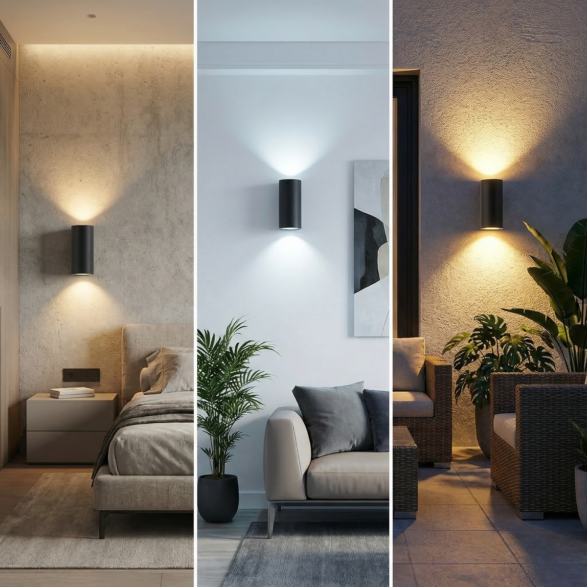 Cylindrical LED Outdoor Wall Light, 6W, IP65, Aluminium