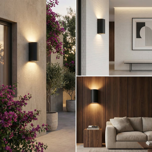 GLOAMING Curved LED Outdoor Wall Light, Black Aluminium, 6W, Waterproof IP65