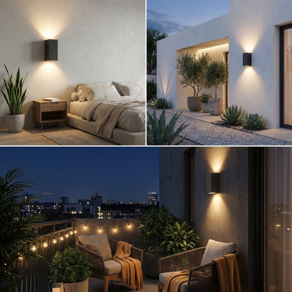 Rectangular LED Outdoor Wall Light, 6W, IP65, Black Aluminium