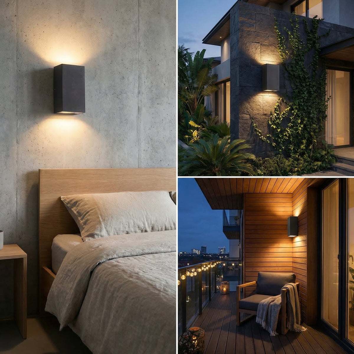 GLOAMING Vertical LED Outdoor Wall Light, Black Aluminium, 6W, Waterproof IP65