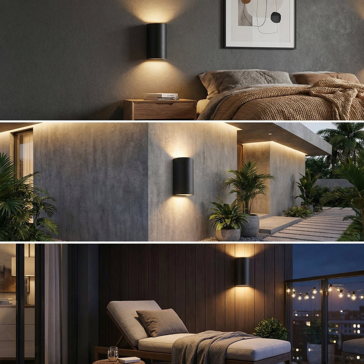 Curved LED Outdoor Wall Light, 6W, IP65, Black Aluminium