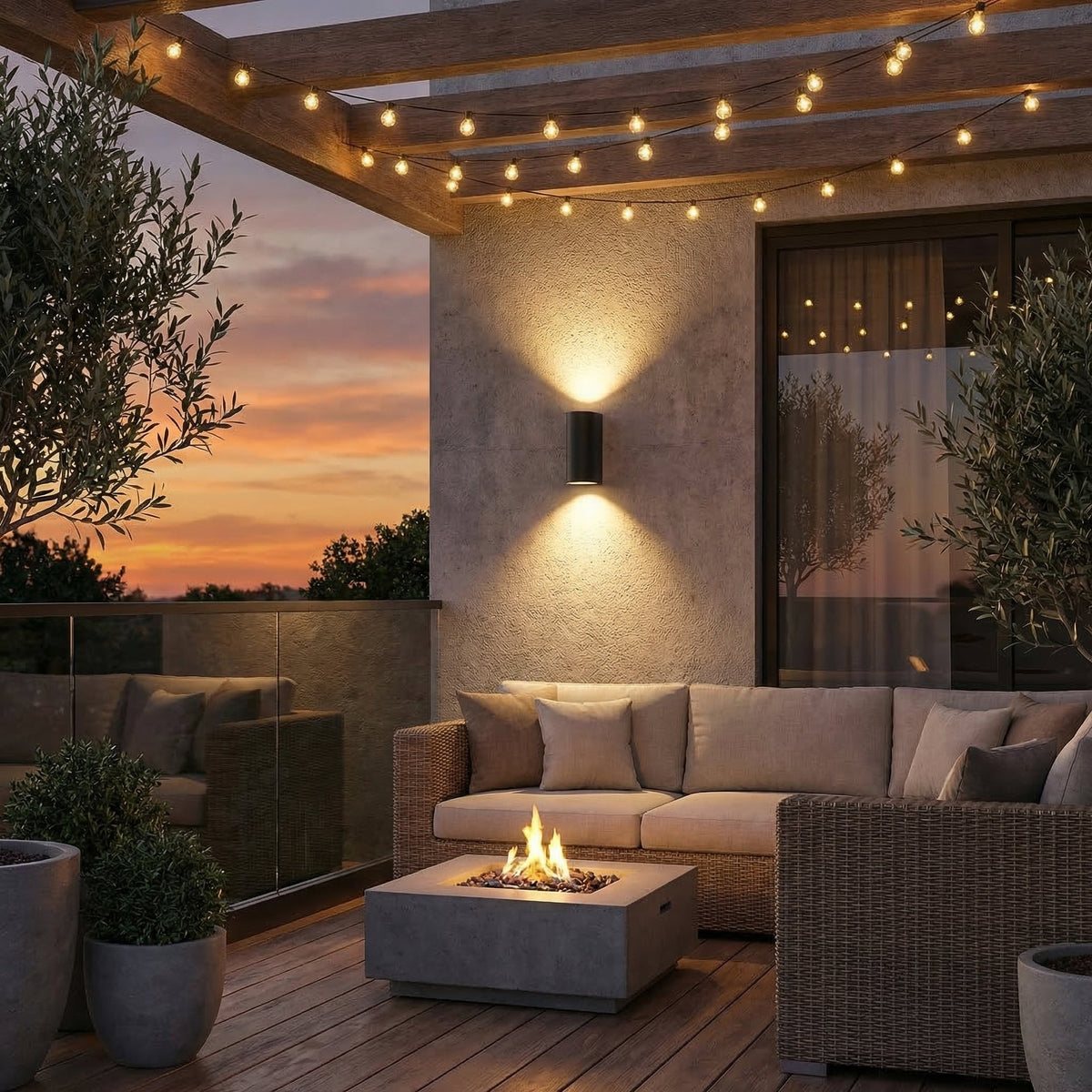 Cylindrical LED Outdoor Wall Light, 6W, IP65, Aluminium