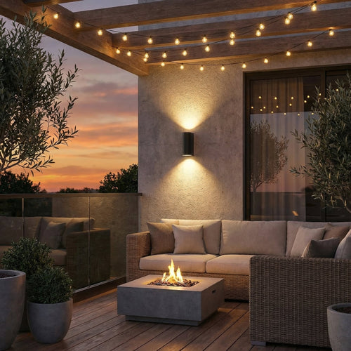 GLOAMING Cylindrical LED Outdoor Wall Light, Aluminium, 6W, Waterproof IP65