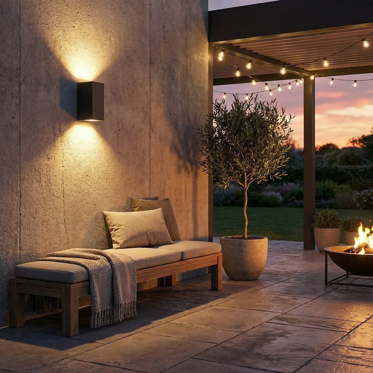 Rectangular LED Outdoor Wall Light, 6W, IP65, Black Aluminium