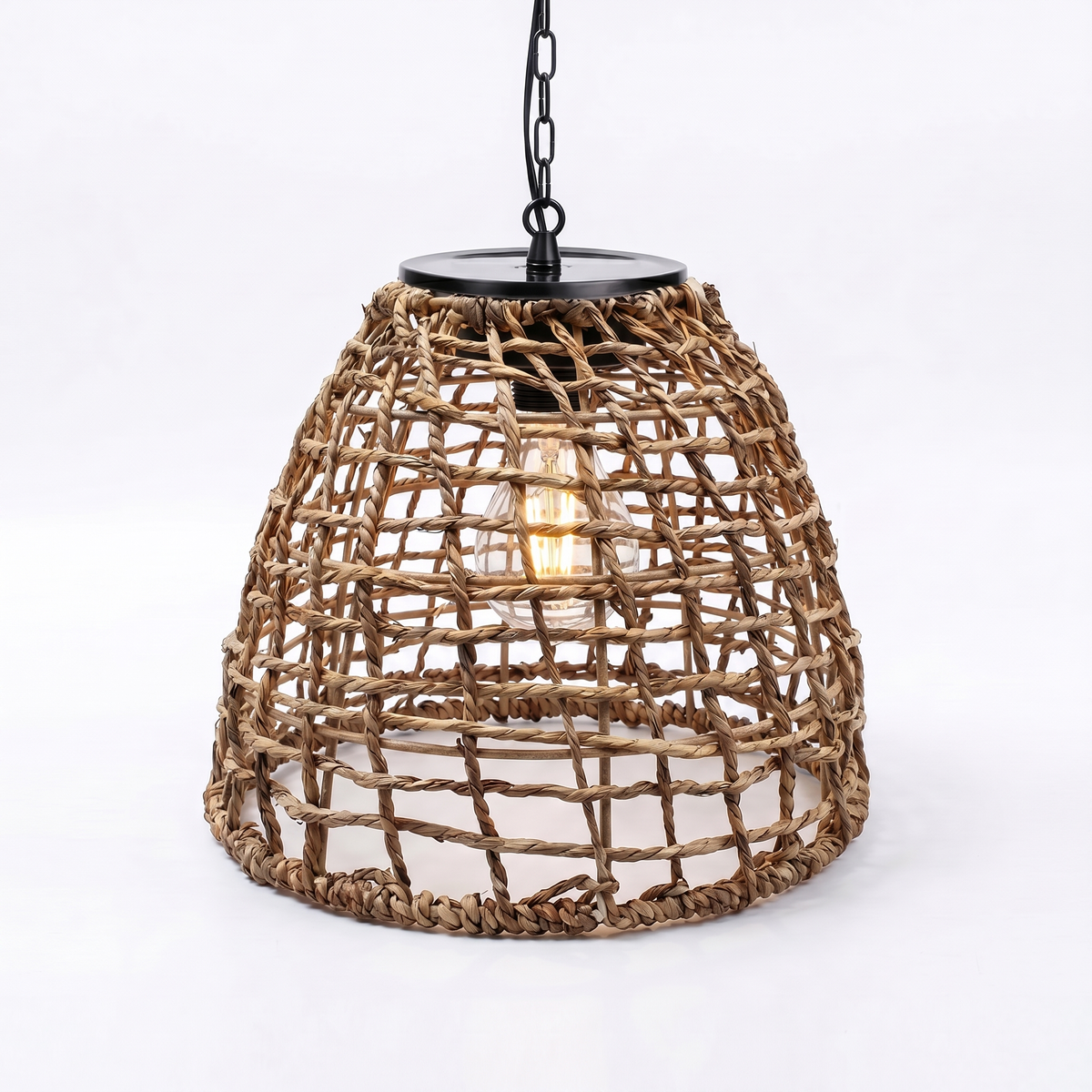 GLOAMING Solar Rattan Hanging Lantern, Natural Brown, LED Pendant Light