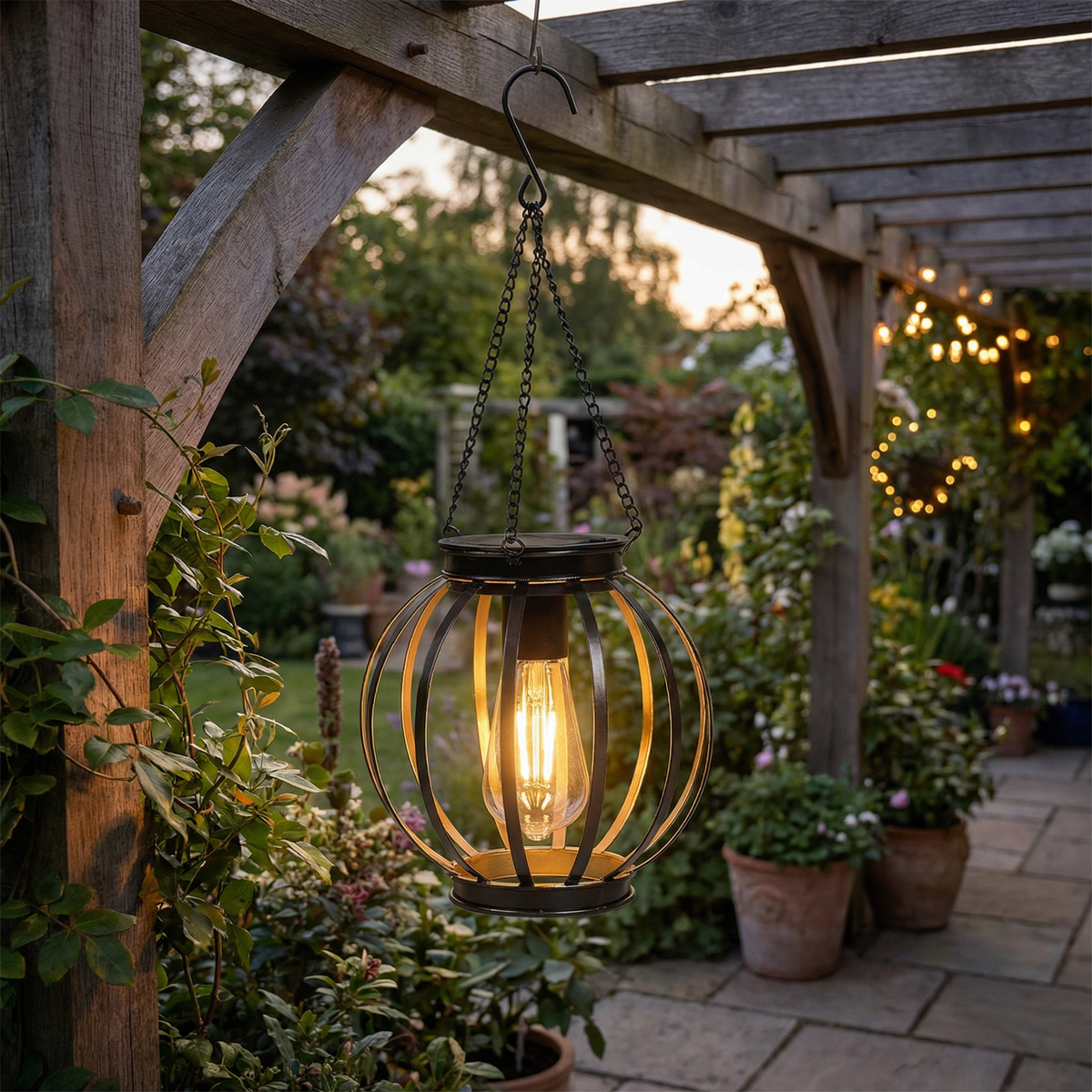 Solar Hanging Lantern with Warm White Mesh Light