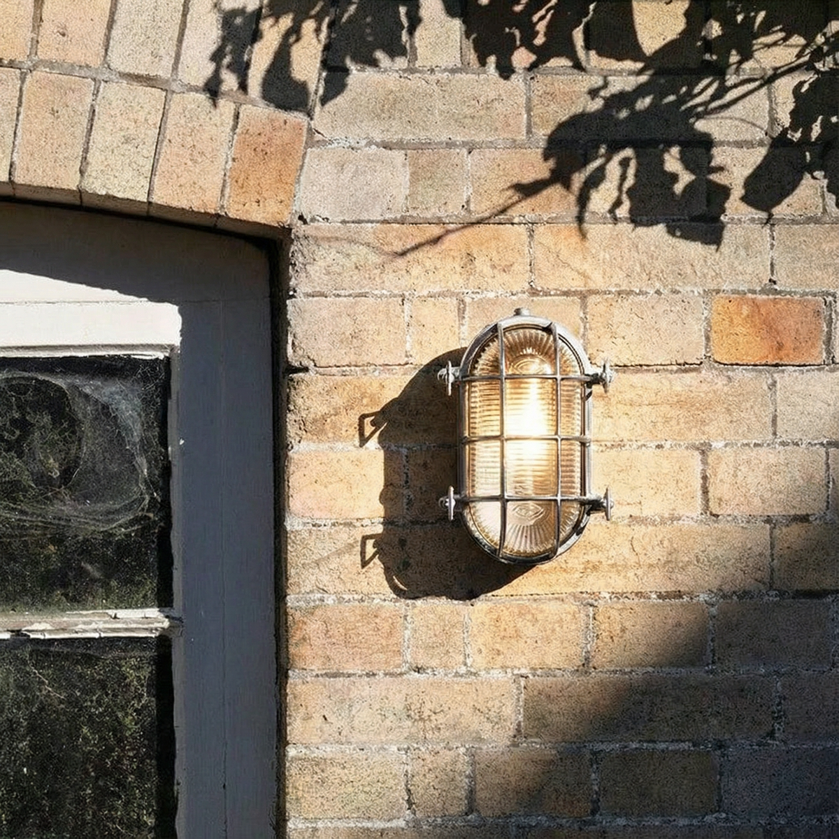 Industrial Outdoor Wall Lantern in Black Cast Aluminium