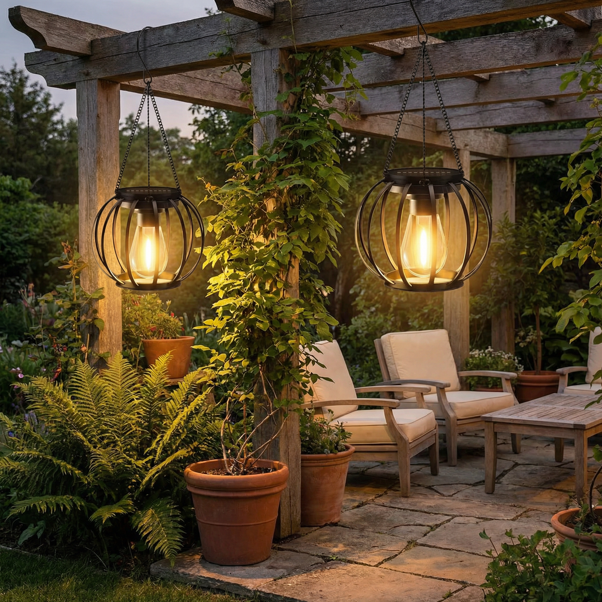 Solar Hanging Lantern with Warm White Mesh Light