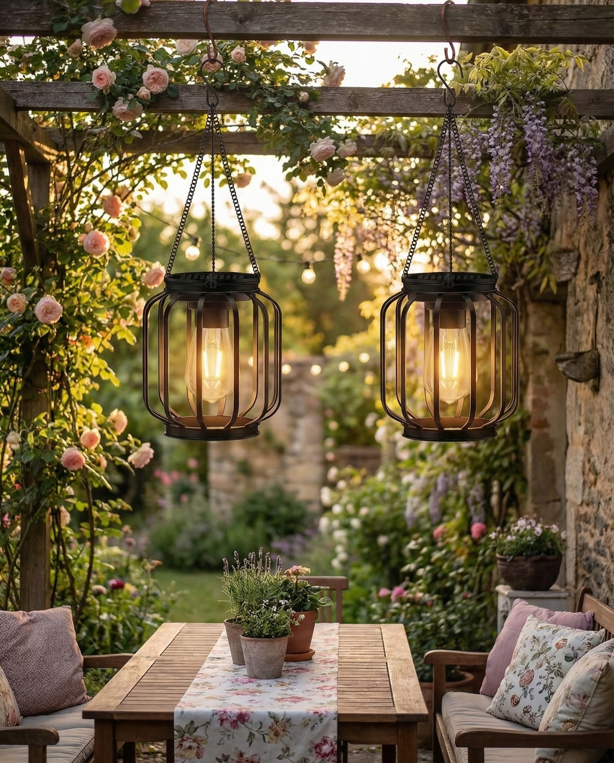 Solar Hanging Lantern, IP65, Iron Cage Design