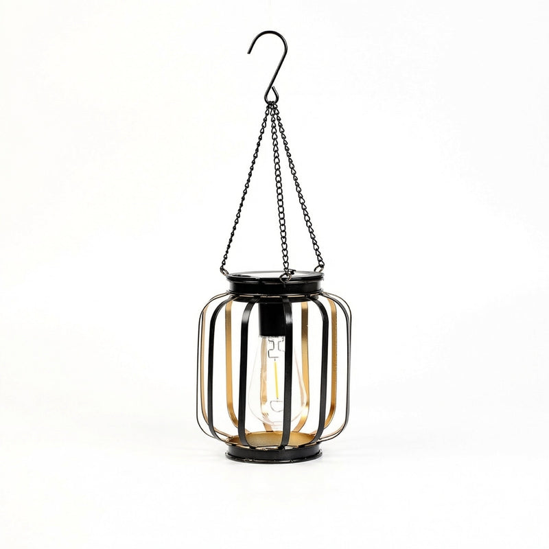 GLOAMING Solar Hanging Lantern, Iron Cage Column, IP65 Waterproof