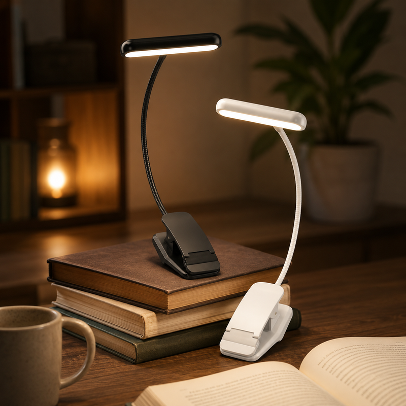 Clip-On Book Light – Rechargeable Reading Lamp with Flexible Neck