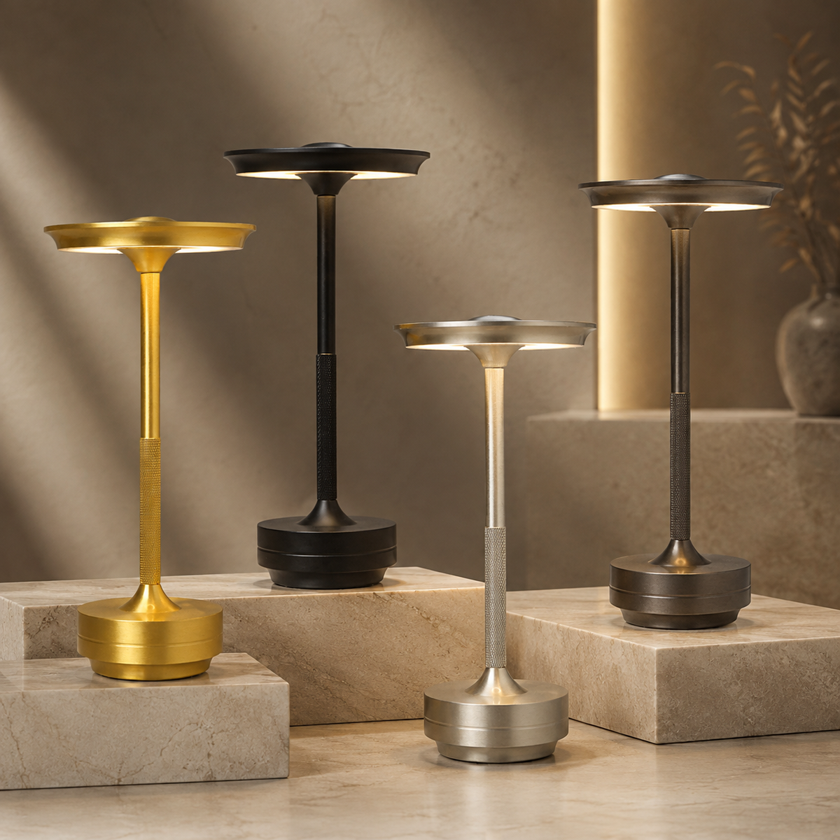 Cordless Metal Table Lamp with Touch Dimming