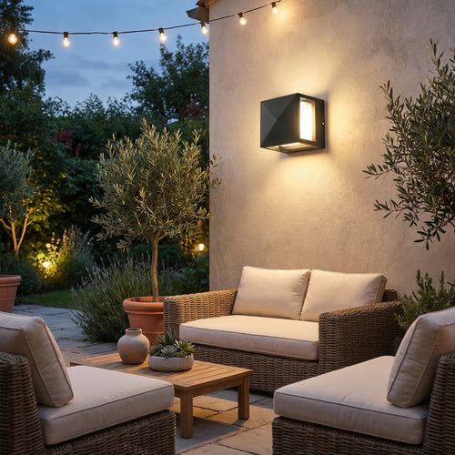 GLOAMING Geometric Cube LED Outdoor Wall Light, 12W, Waterproof IP65, Warm/Cool White