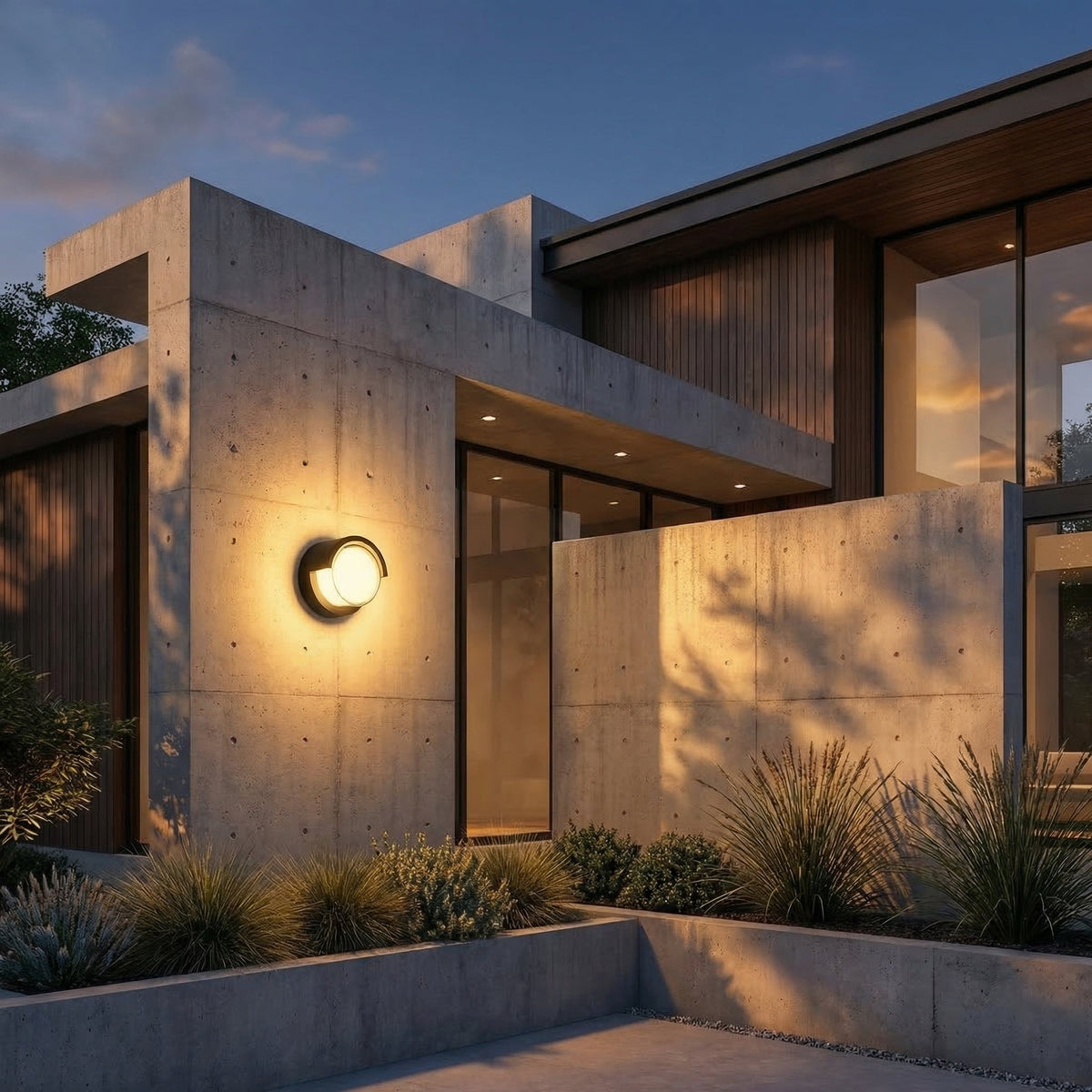 Round LED Outdoor Wall Light, 12W, IP65, Warm or Cool White