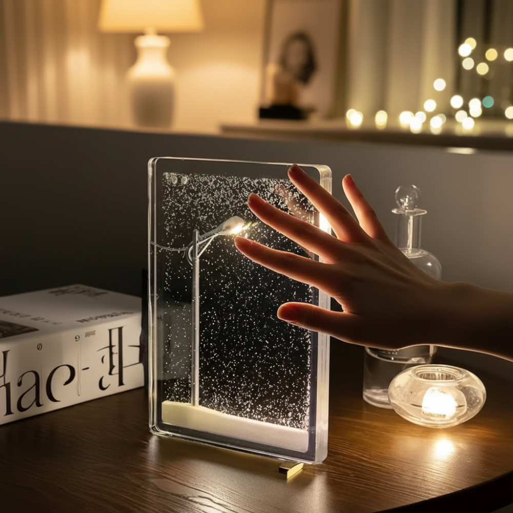 Christmas Snowfall Lamp – LED Winter Table Decoration
