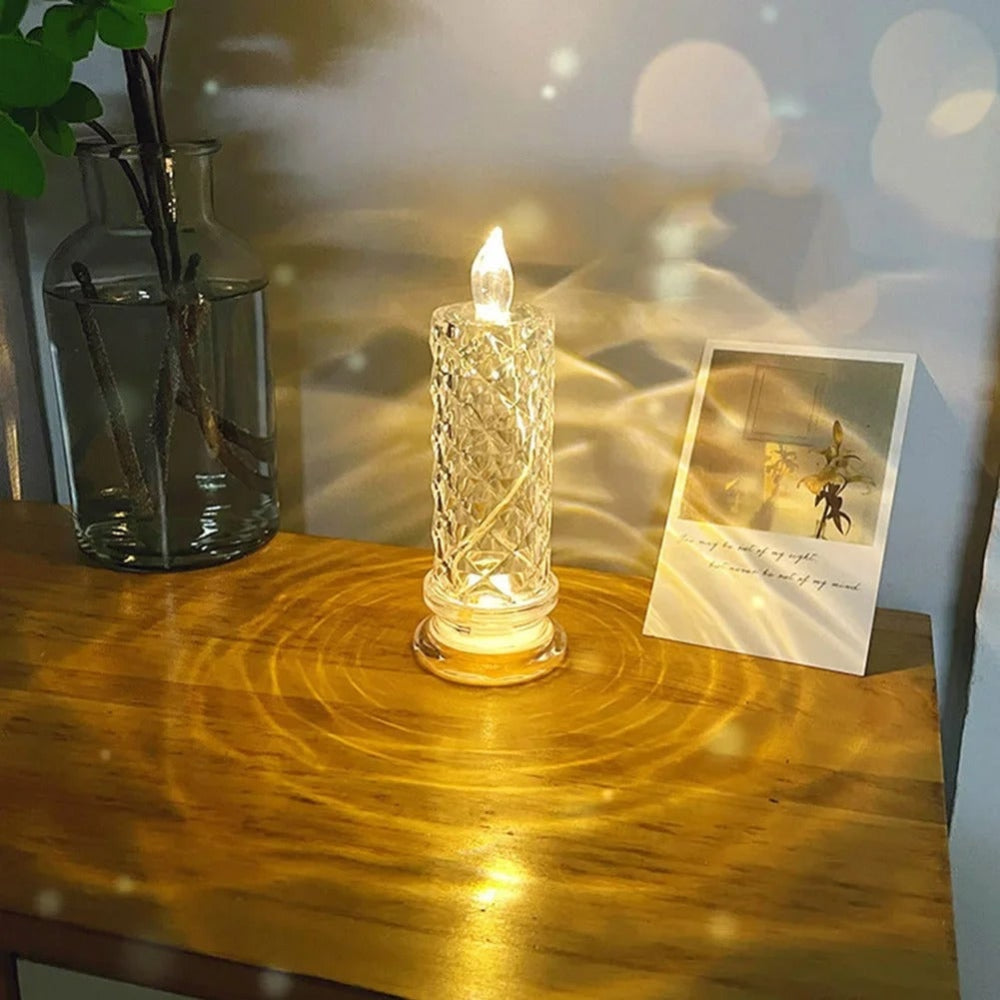 Flameless LED Candle with Warm White Crystal-Effect Glow