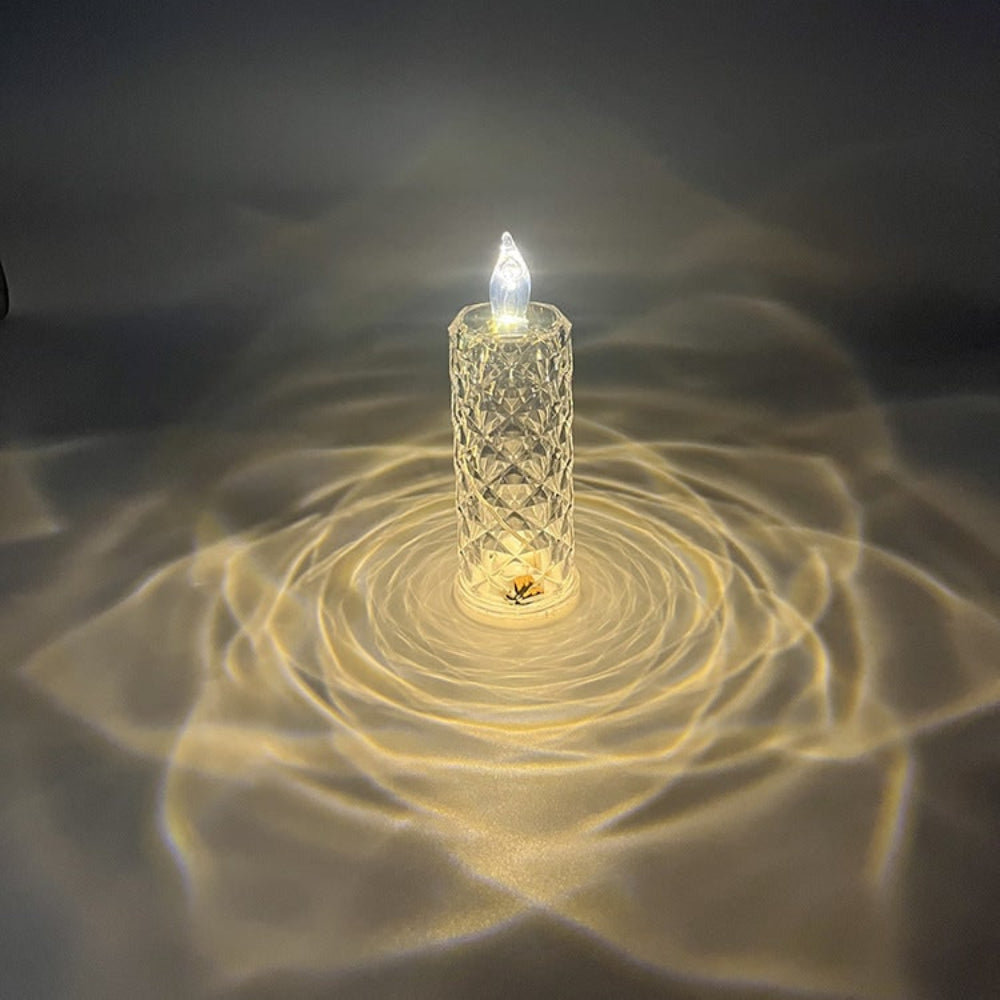Flameless LED Candle with Warm White Crystal-Effect Glow