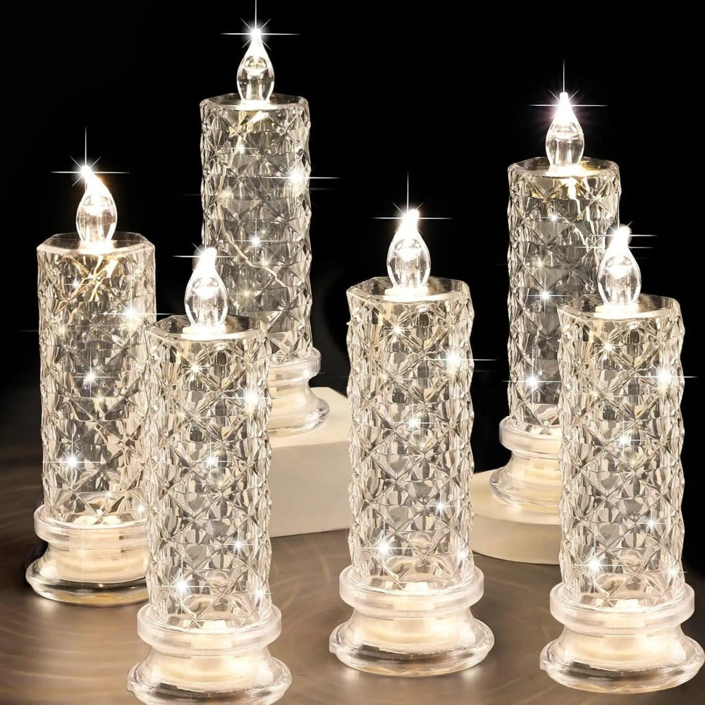 Flameless LED Candle with Warm White Crystal-Effect Glow