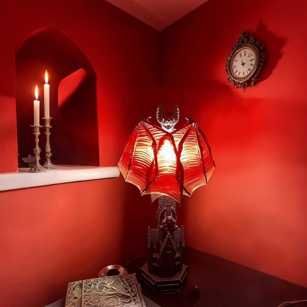 Bat Decorative Table Lamp, Gothic Halloween Accent Light – Gloaming