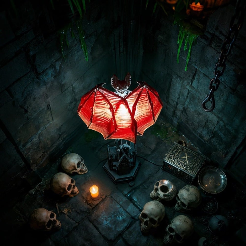 Bat Decorative Table Lamp, Gothic Halloween Accent Light – Gloaming