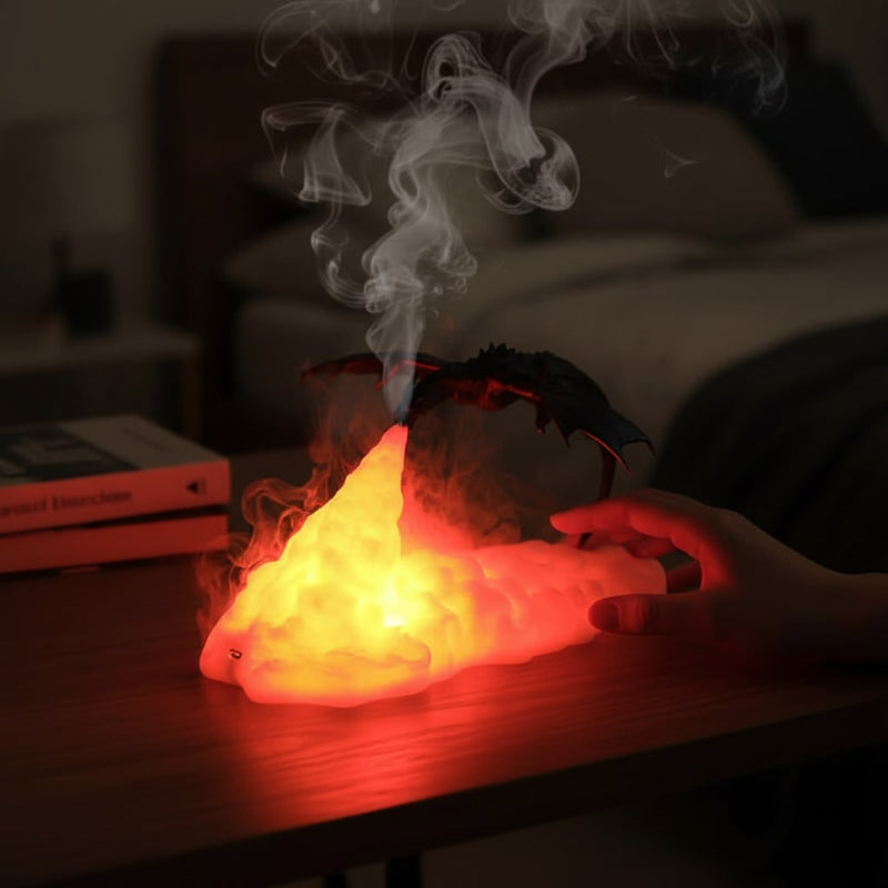Dragon Flame-Effect LED Night Light, Rechargeable Halloween Lamp – Gloaming