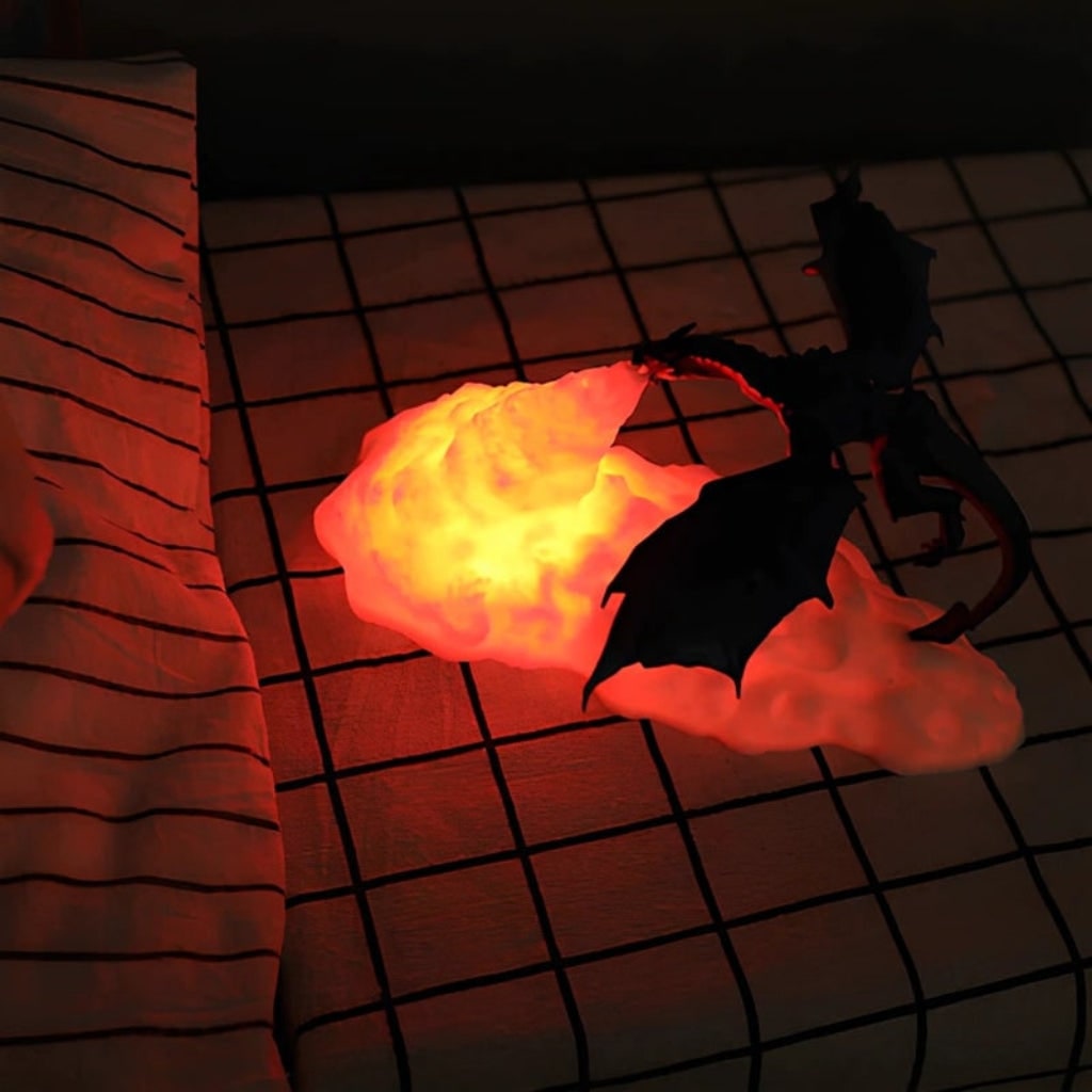 Dragon Flame-Effect LED Night Light, Rechargeable Halloween Lamp – Gloaming