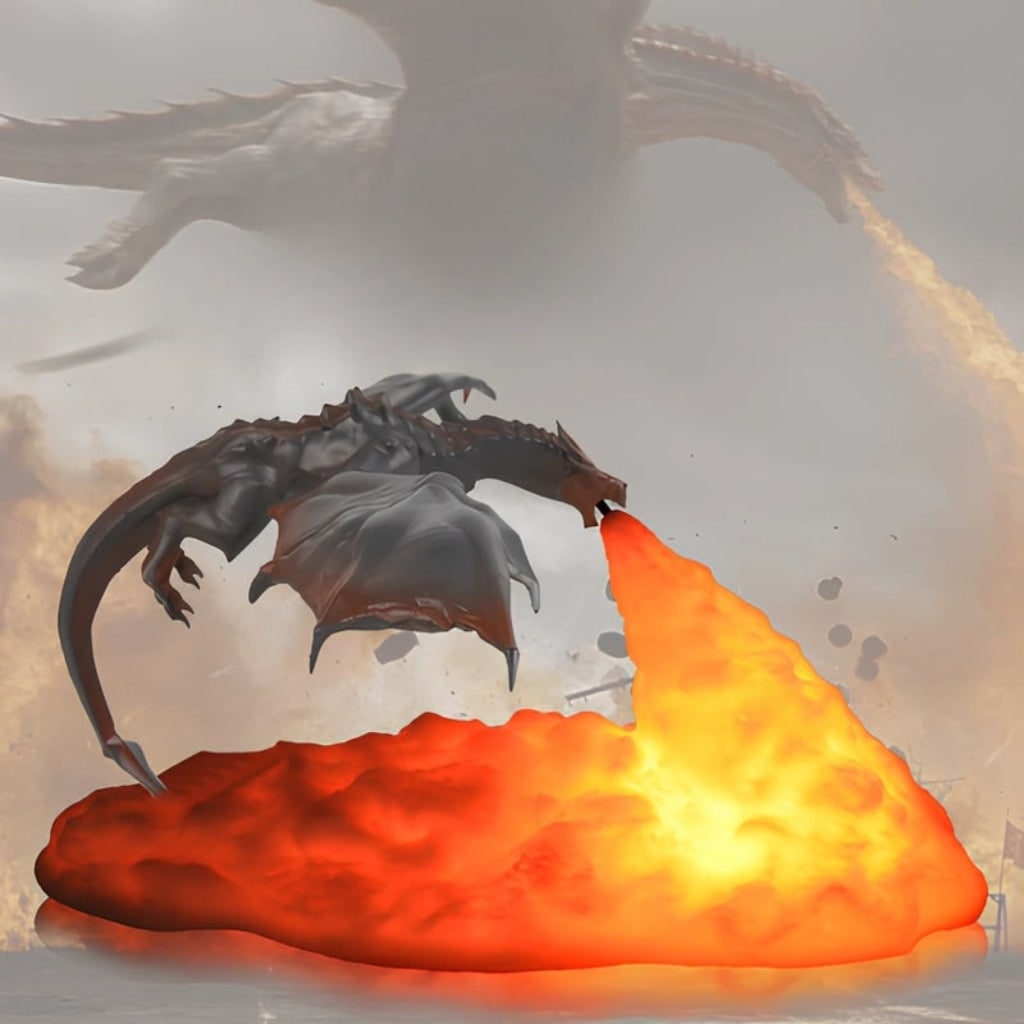 Dragon Flame-Effect LED Night Light, Rechargeable Halloween Lamp – Gloaming