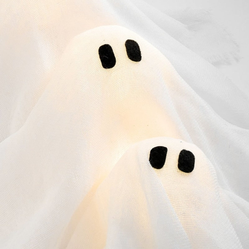 Light-Up Halloween Ghost Wreath – 12 Battery-Operated LEDs