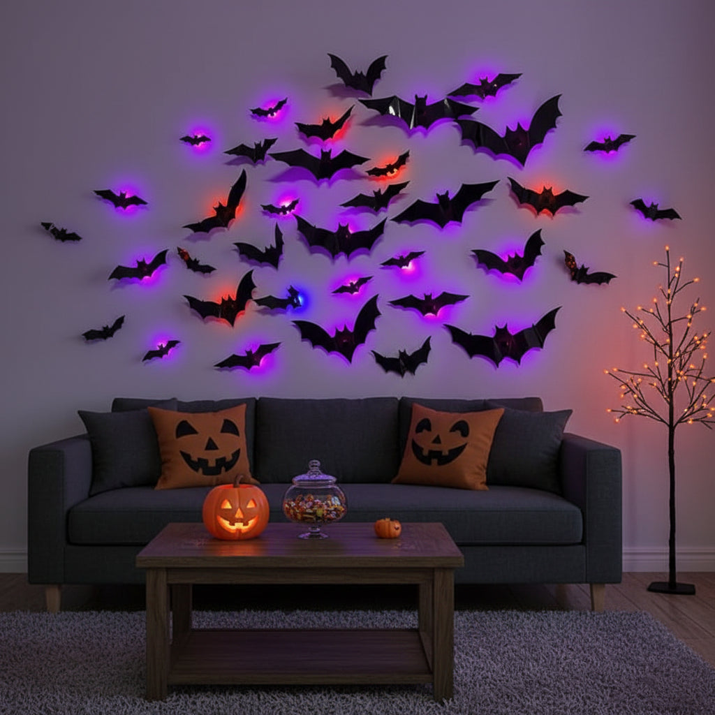Light-Up 3D Bat Wall Decorations for Halloween
