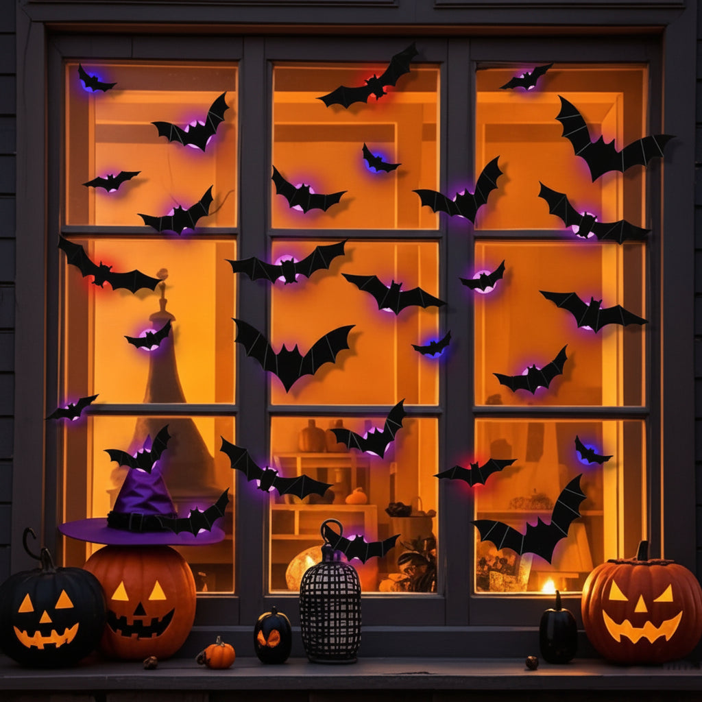 Light-Up 3D Bat Wall Decorations for Halloween