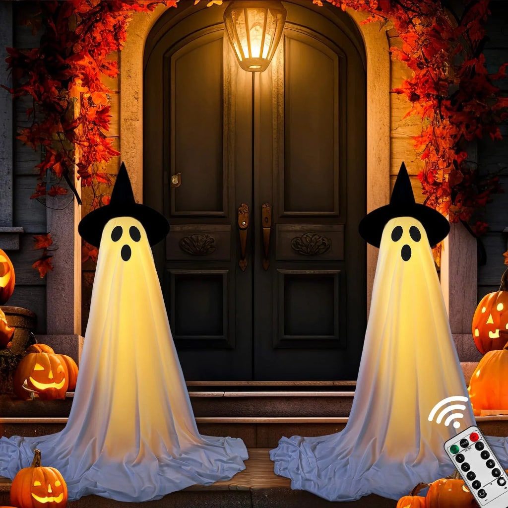 Outdoor Halloween Ghost Decoration – Motion-Activated Lights and Sound