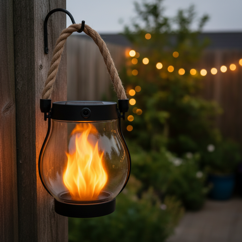Solar Halloween Lantern with Flickering Flame Effect