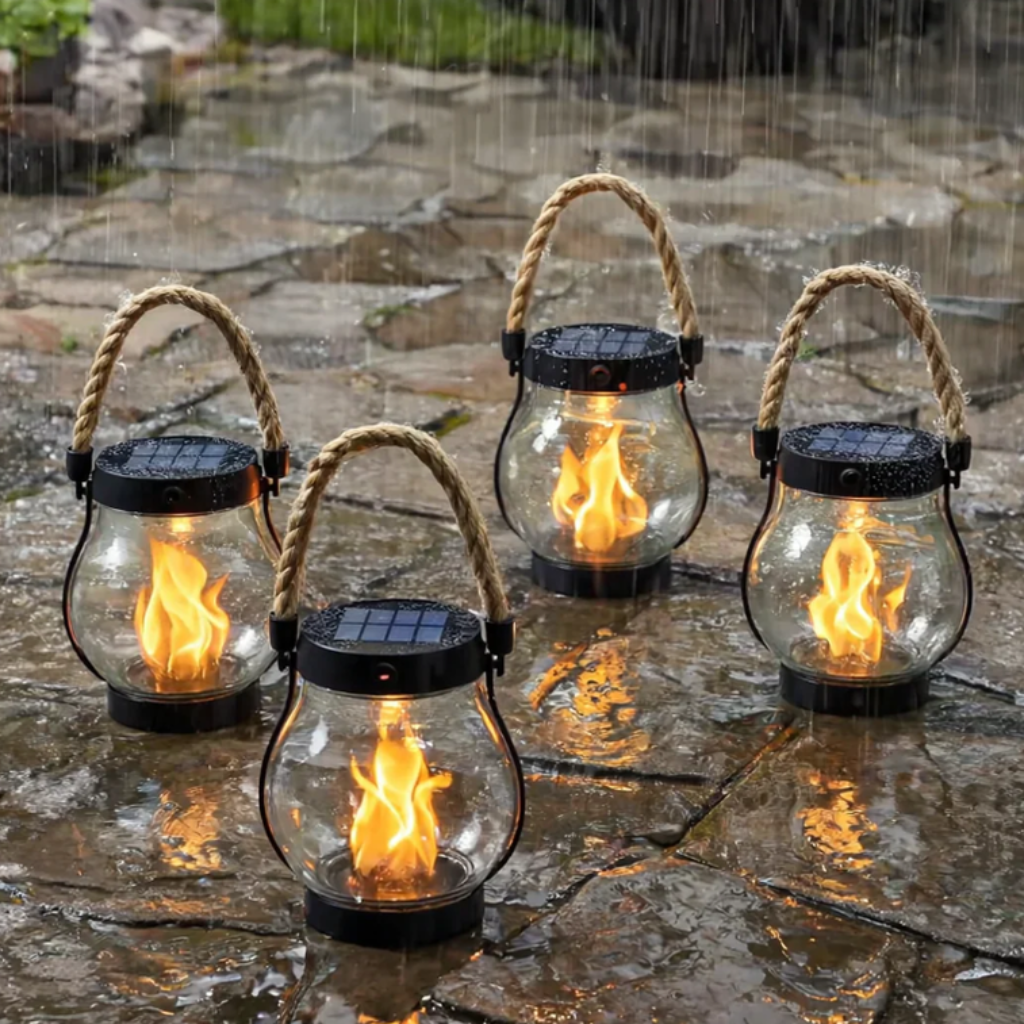 Solar Halloween Lantern with Flickering Flame Effect