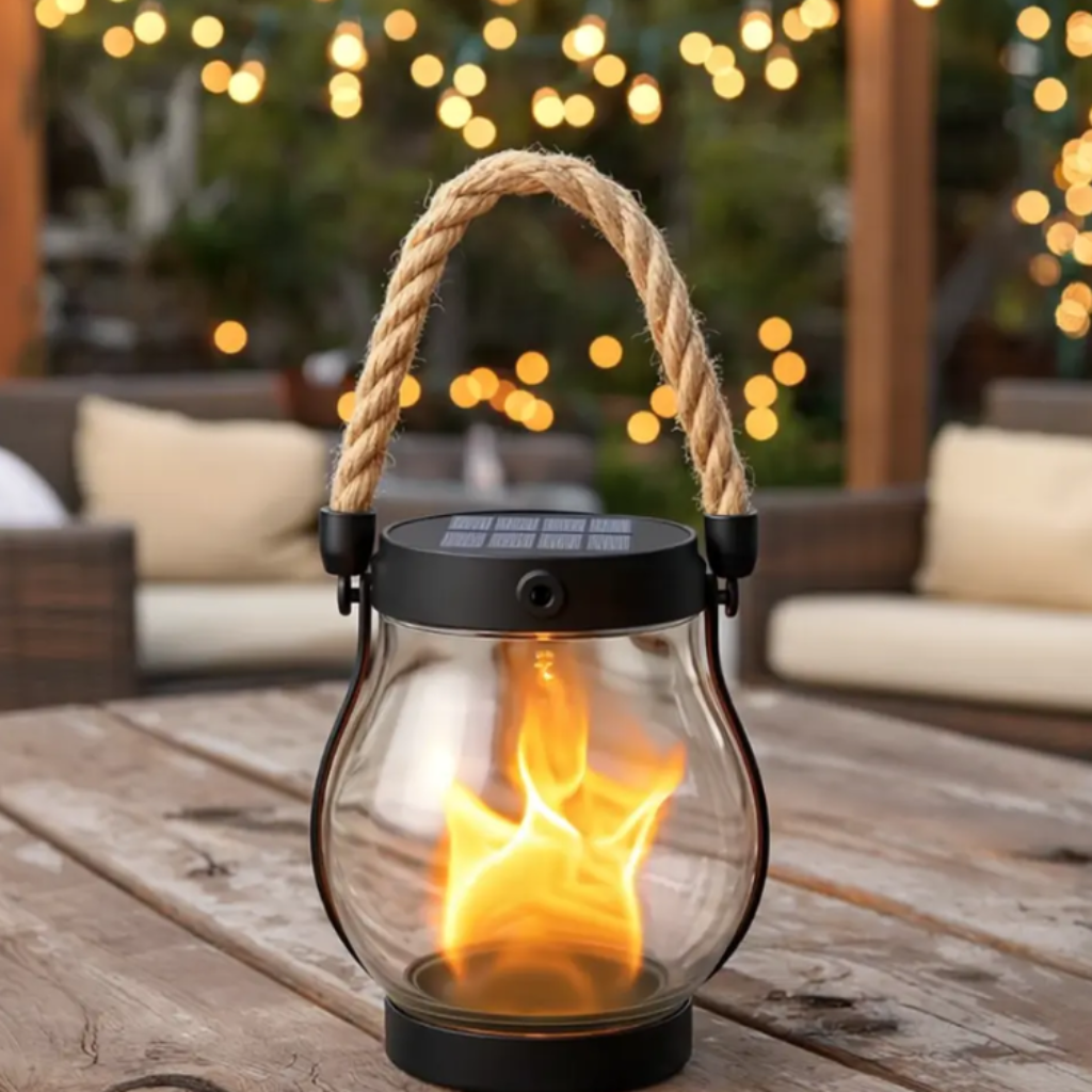 Solar Halloween Lantern with Flickering Flame Effect