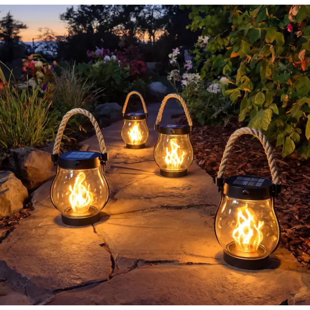 Solar Halloween Lantern with Flickering Flame Effect