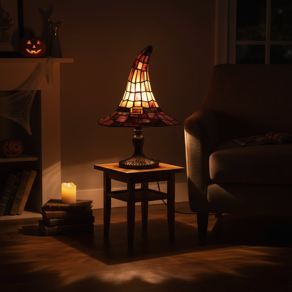 Halloween Table Lamp – USB Witch Hat Light in Warm White