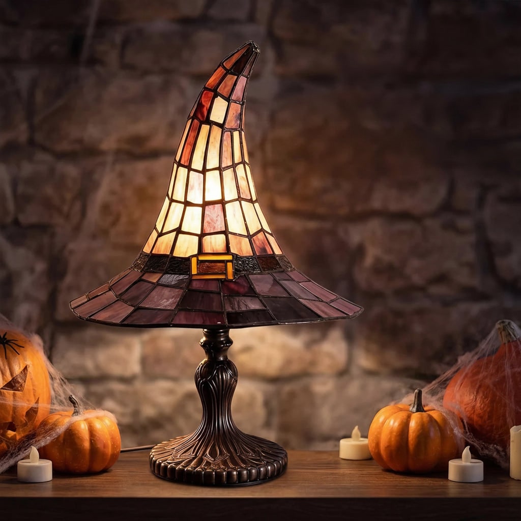 Halloween Table Lamp – USB Witch Hat Light in Warm White