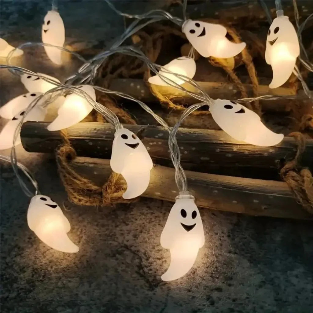 Halloween Ghost String Lights – Battery-Operated, 1.5m