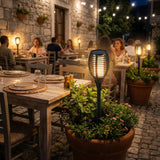 GLOAMING Solar Flame Torch Garden Light, Black, Flickering LED, Ground Stake