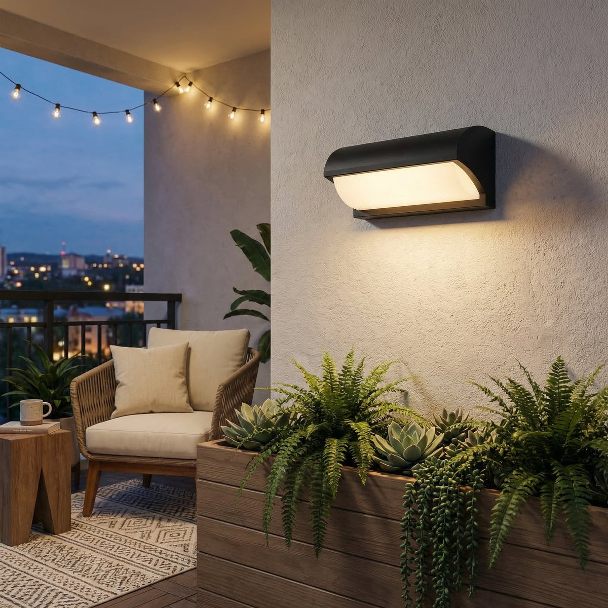 Modern Outdoor Wall Light with Warm White Up and Down LED