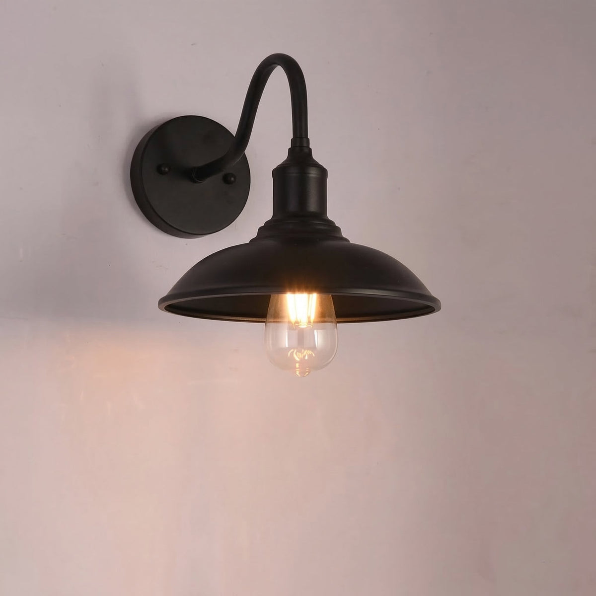 Vintage Industrial Outdoor Wall Lantern in Black Wrought Iron