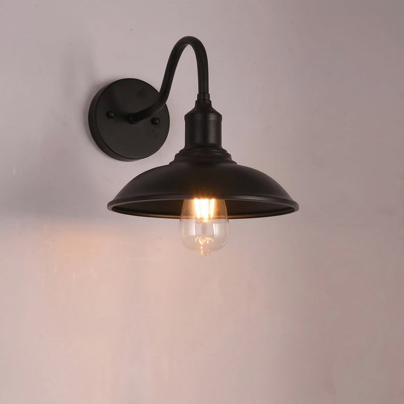 GLOAMING Industrial Vintage Wall Lamp, Black Wrought Iron, E27 Fitting