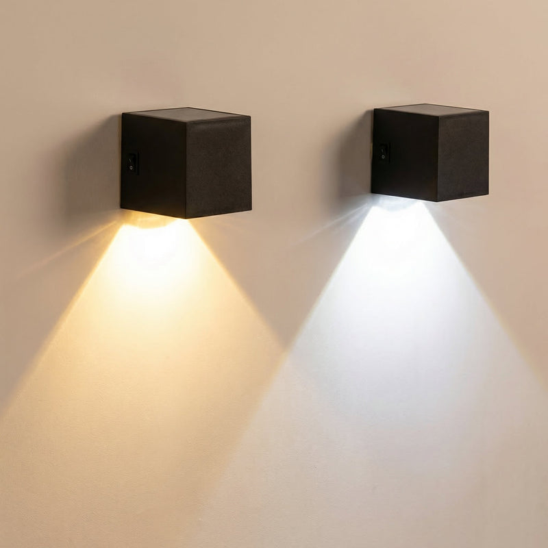 GLOAMING Solar LED Outdoor Wall Light, Square Design, Warm/White Switchable, Waterproof