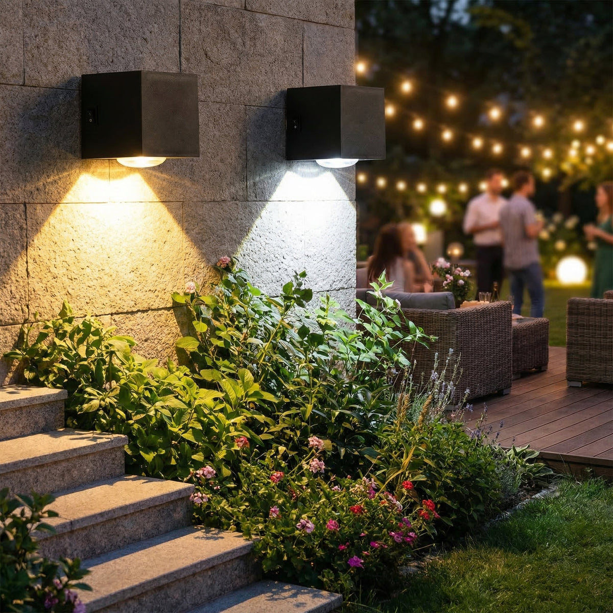 Square Solar Wall Light for Garden Fences and Entrances