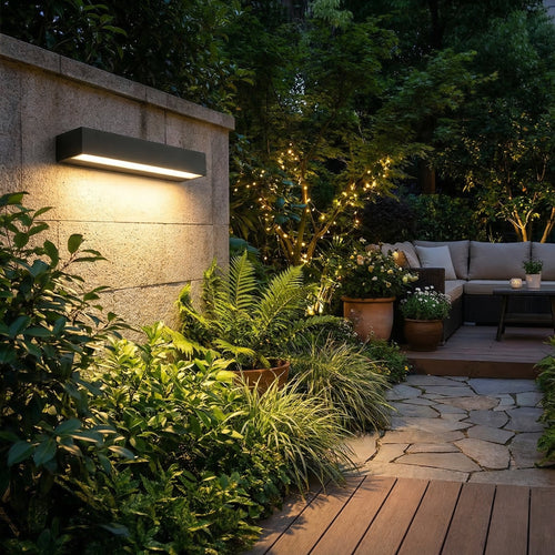 GLOAMING 18W LED Outdoor Wall Light, Black, Linear Design, Waterproof IP65