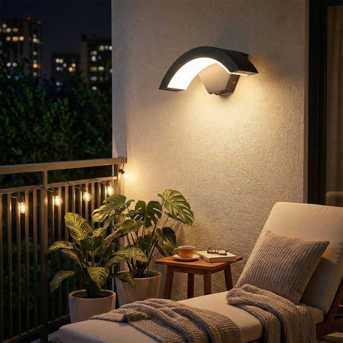 GLOAMING 24W LED Outdoor Wall Light, Curved Arch, Motion Sensor, Waterproof IP65