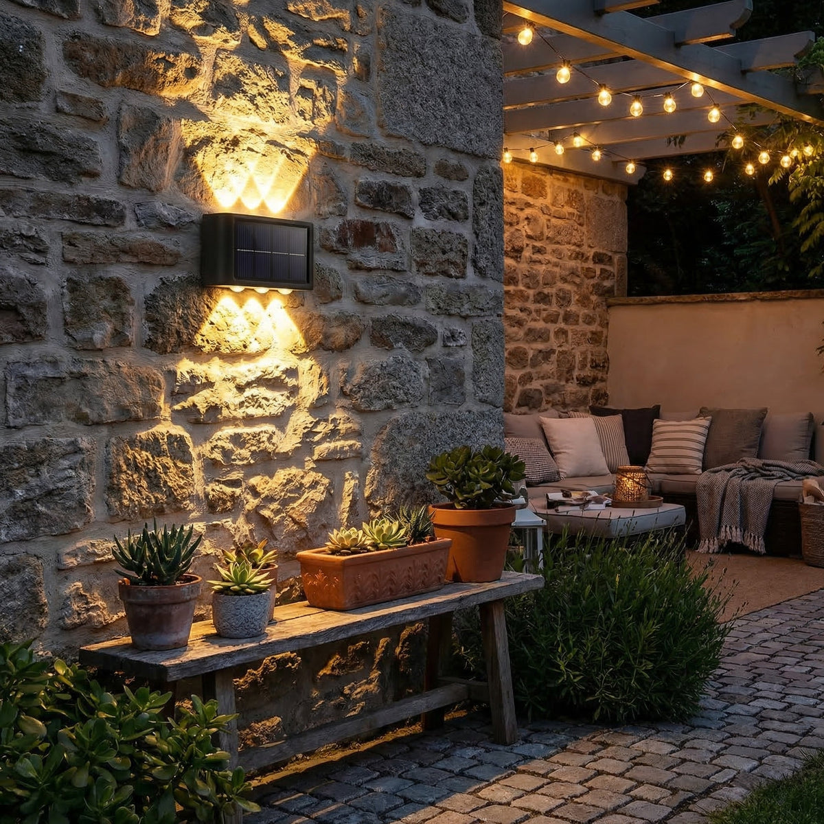 GLOAMING Solar LED Outdoor Wall Light, Warm White, ABS, Waterproof IP54