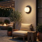 Round Outdoor Wall Light with Warm White Halo Effect