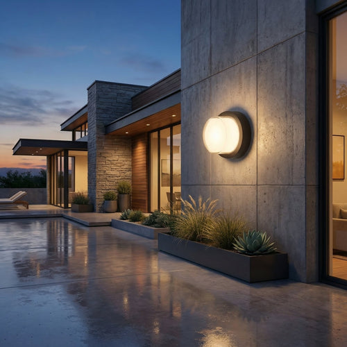 GLOAMING 12W LED Outdoor Wall Light, Circular Halo, Warm/Cool White Switchable, Waterproof IP65