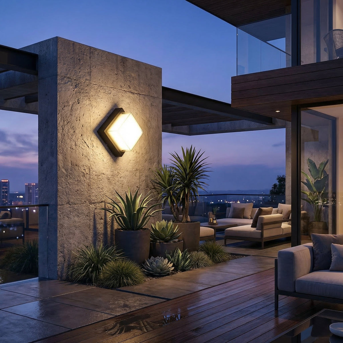 Circular LED Outdoor Wall Light, 12W, IP65, Halo Design